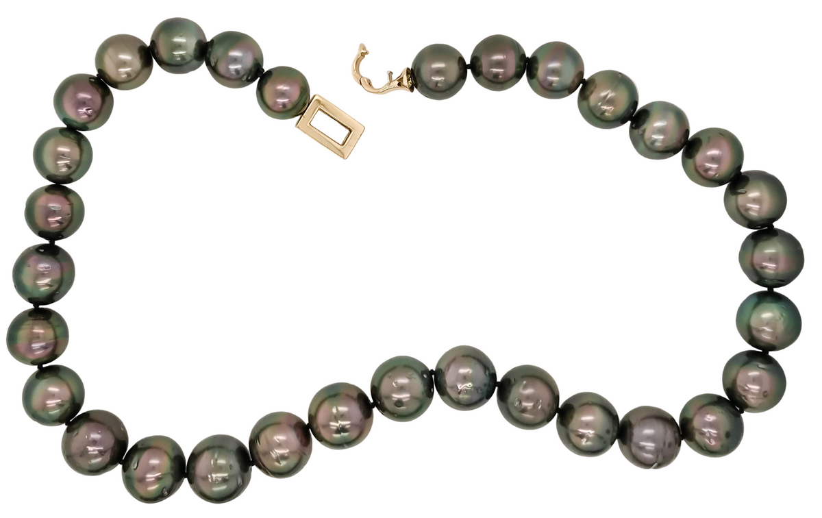Cherry Tahitian Pearl Necklace 12-14mm 18-inch 14K Gold clasp