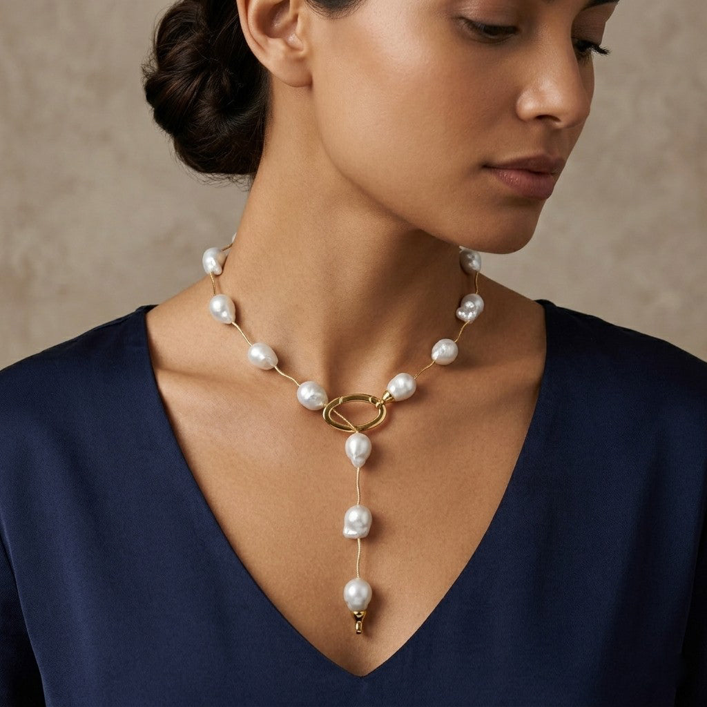 Baroque South Sea Pearl Necklace, 14K Gold Spacers