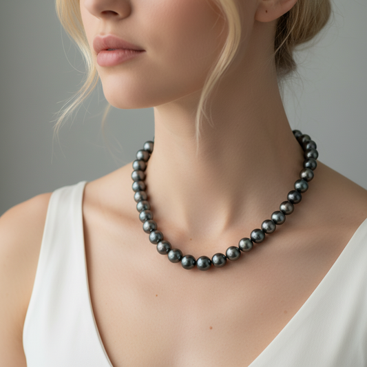 Tahitian Pearl Strand Necklace with 18K White Gold Clasp