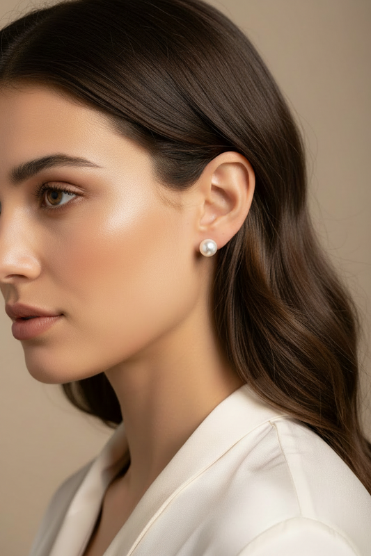 Japanese Akoya Pearl Stud Earrings, 14K Gold