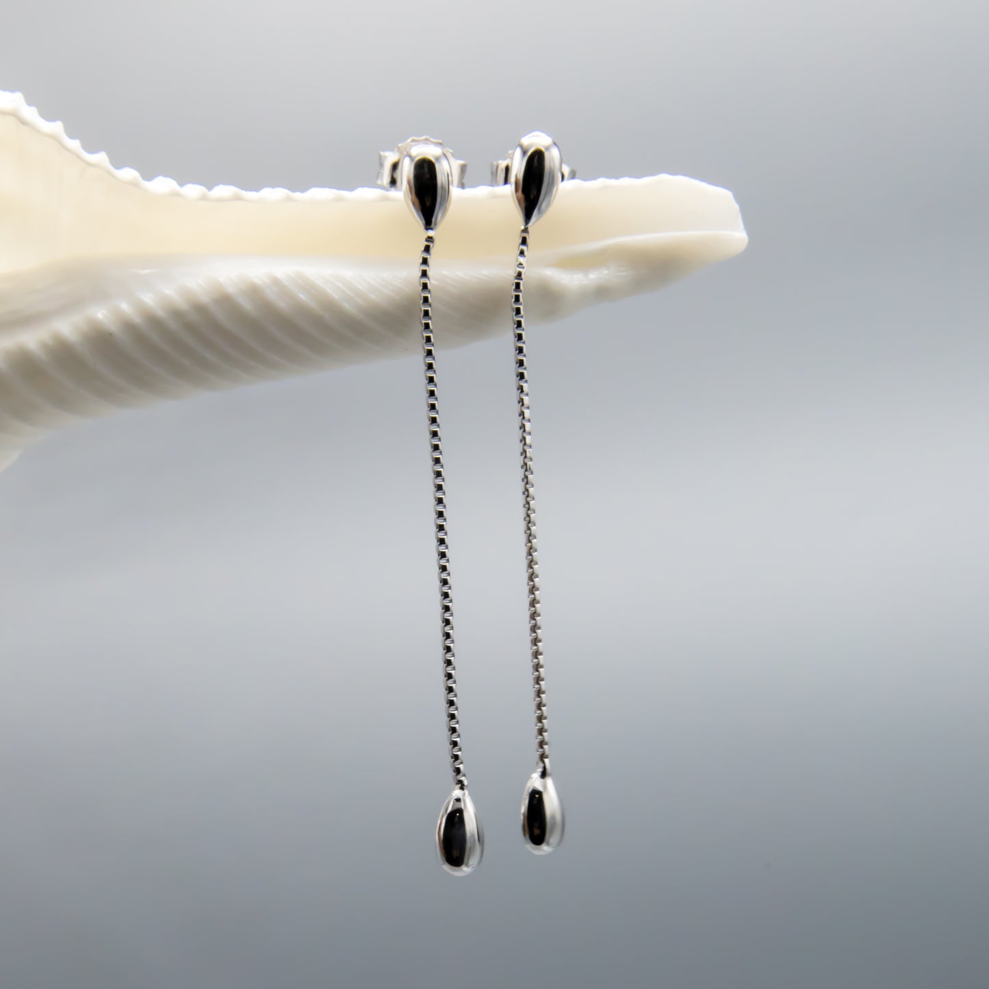 Freshwater cultured peach pearl earring jackets, sterling silver setting