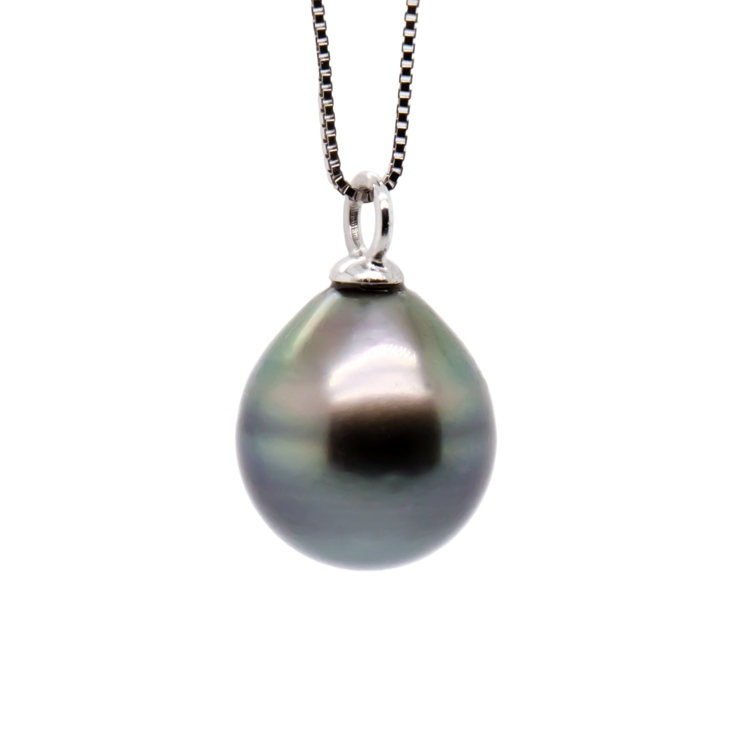 Tahitian pearl teardrop earring displayed as pendant (chain not included) showing versatile convertible jewelry design