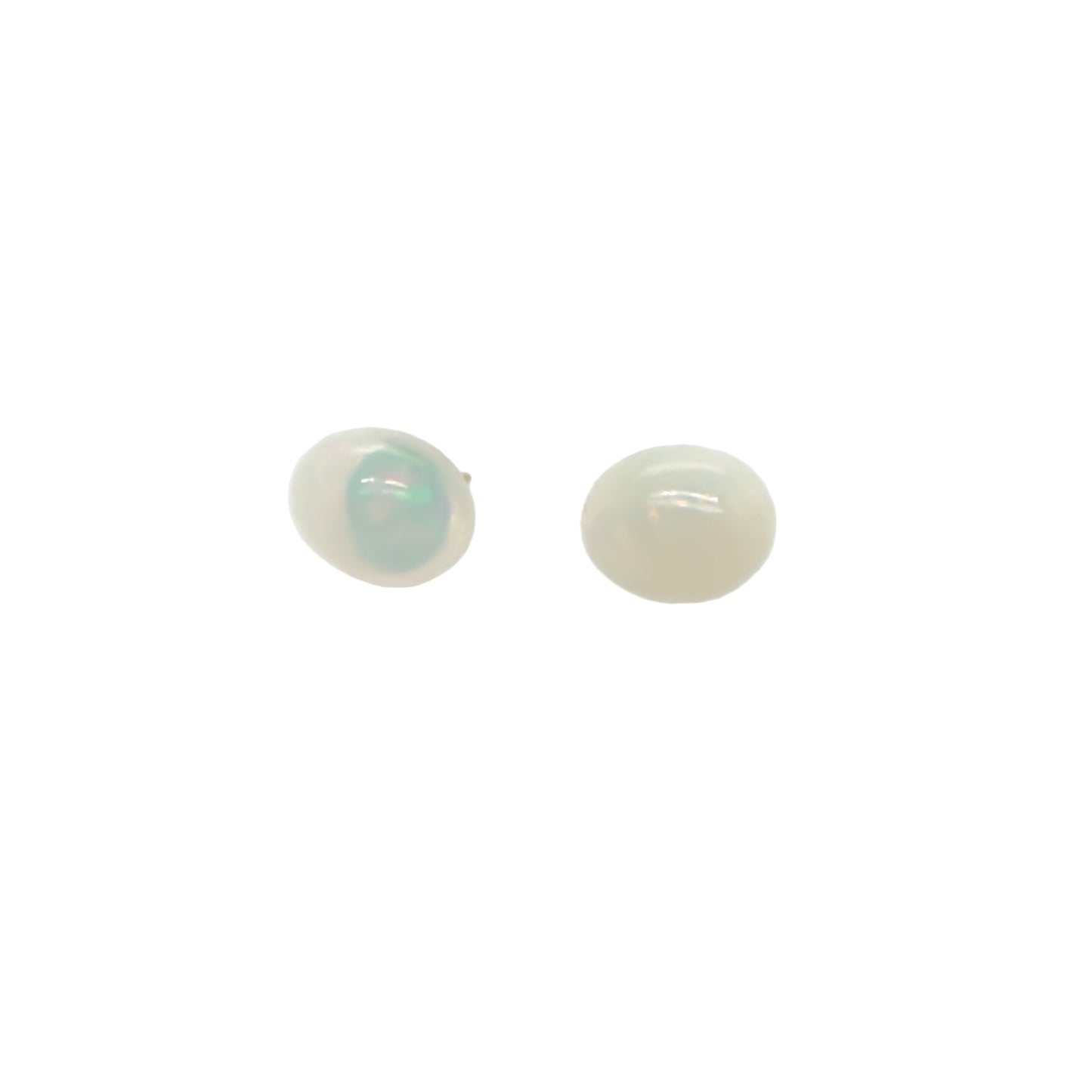 9x11mm Oval African Opal Stud Earrings – 14K Yellow Gold Fine Jewelry
