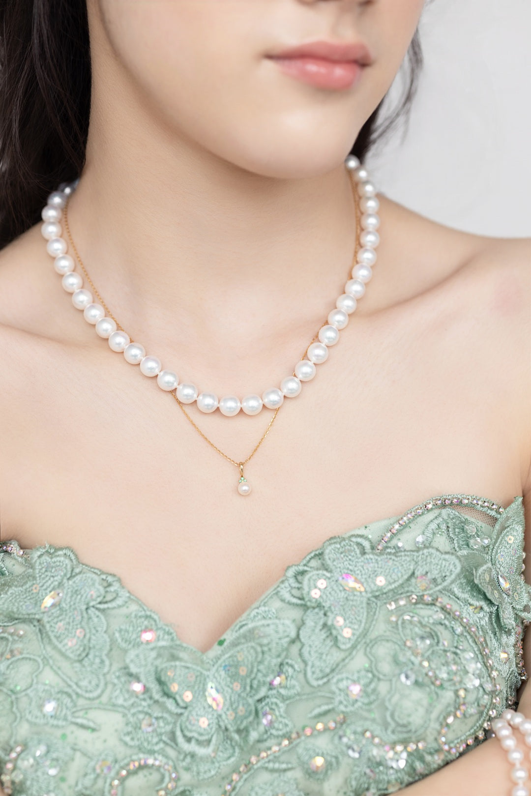 Japanese Akoya Pearl Necklace Worn as Elegant Lifestyle Fine Jewelry