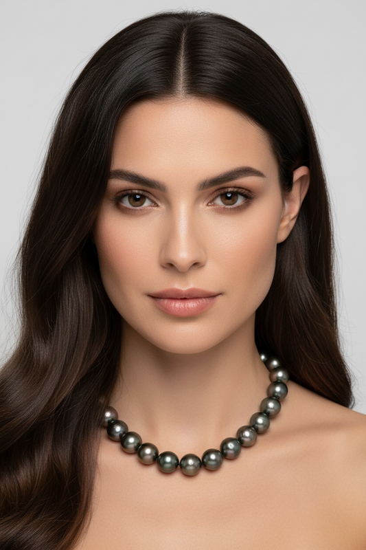 Cherry Tahitian Pearl Necklace 12-14mm 18" 14K Gold