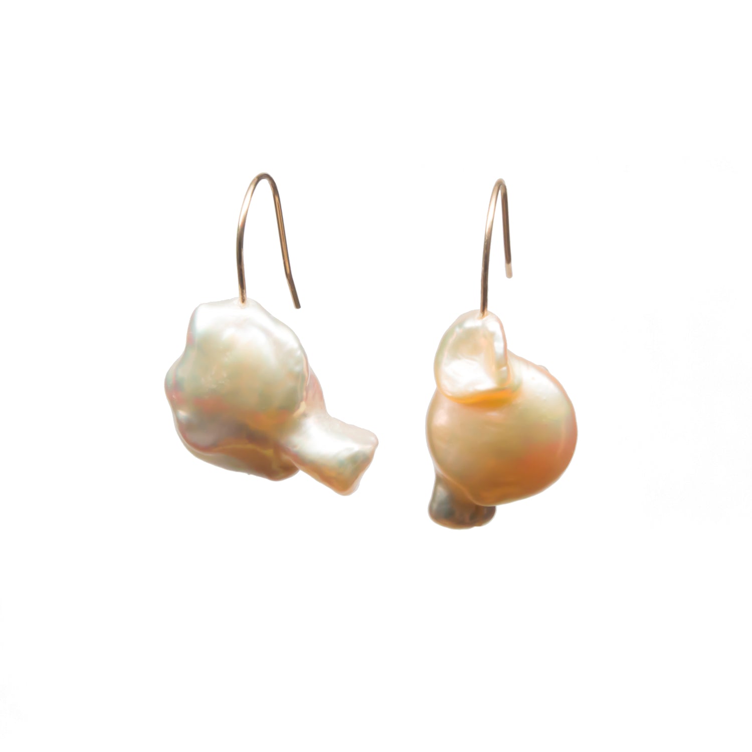 Keshi Freshwater Cultured Pearl Hook Earrings on 14K Gold by Holly Zhang