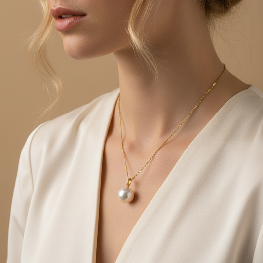 Japanese Akoya Pearl & Diamond Pendant in 18K Gold