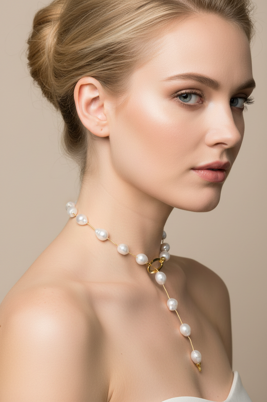 Baroque South Sea Pearl Necklace, 14K Gold Spacers