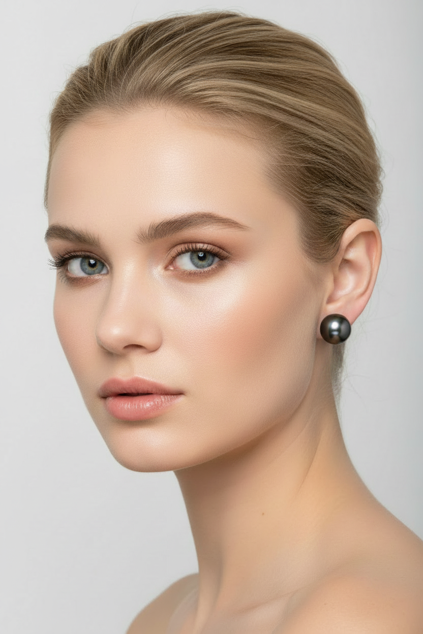Baroque Tahitian Pearl Stud Earrings in 14K Gold