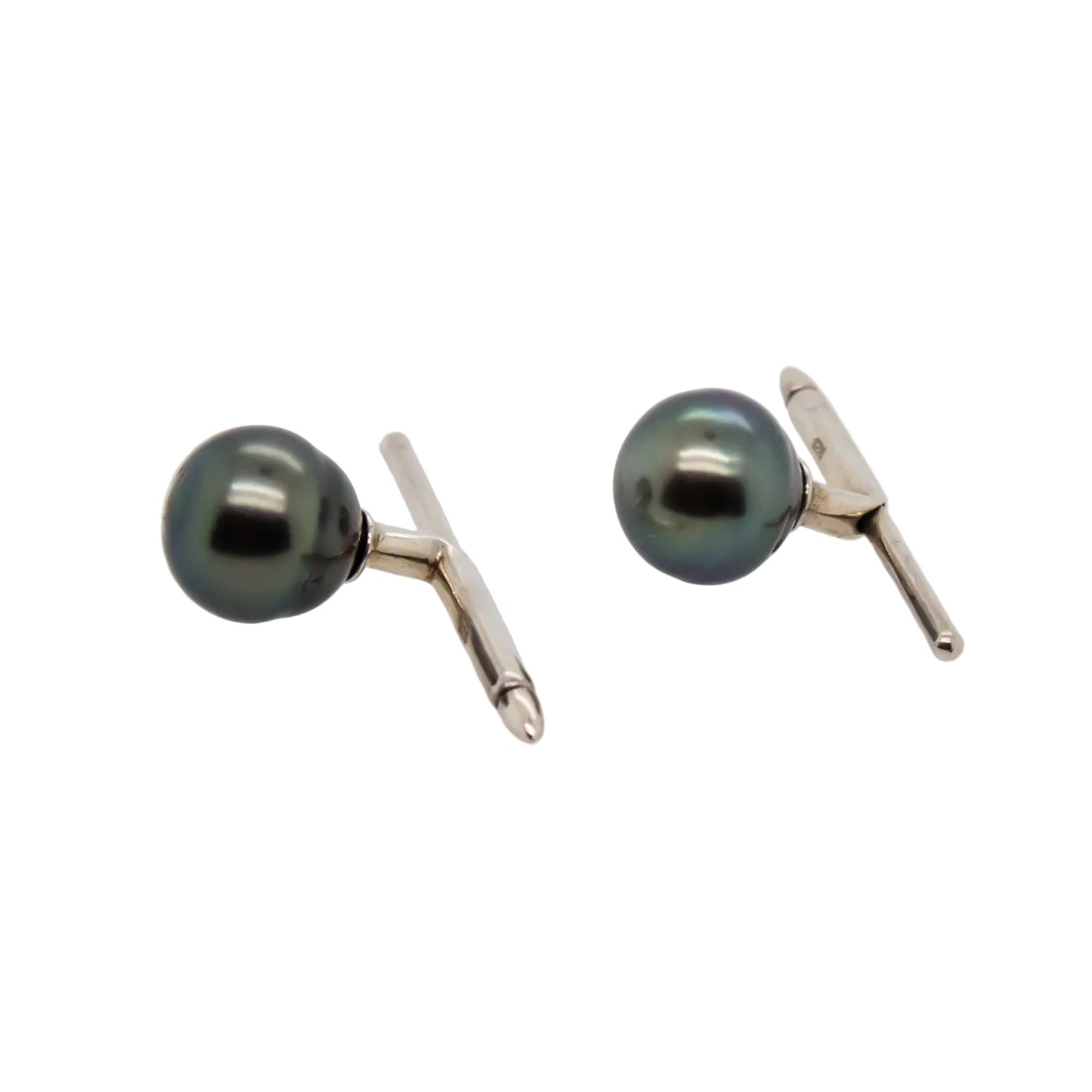 9-10mm Tahitian Cultured Pearl Cufflinks in Sterling Silver – Detail View