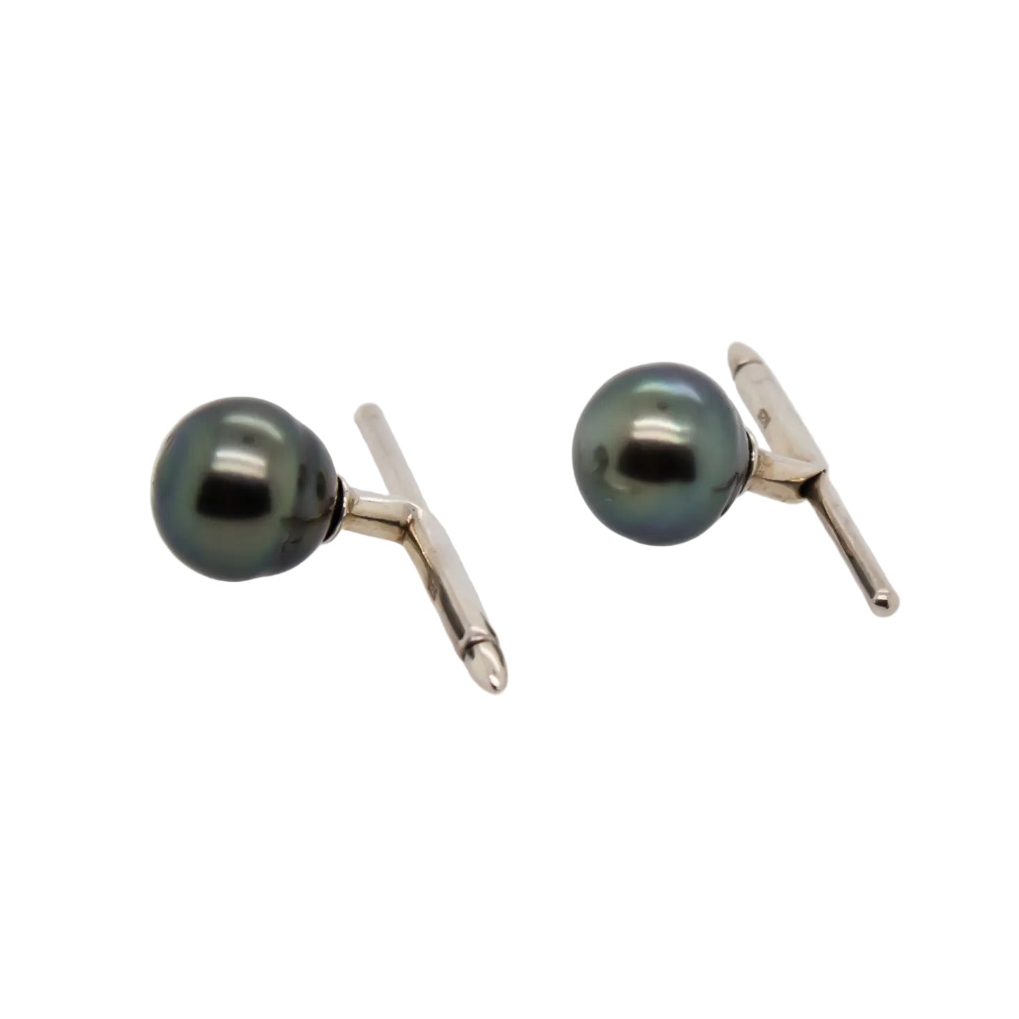 9-10mm Tahitian Cultured Pearl Cufflinks in Sterling Silver – Detail View