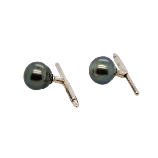 9-10mm Tahitian Cultured Pearl Cufflinks in Sterling Silver – Detail View