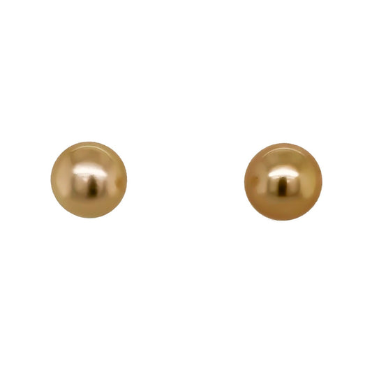 9.8mm Golden South Sea Pearl Stud Earrings in 14K Yellow Gold – Holly Zhang Pearl Gallery