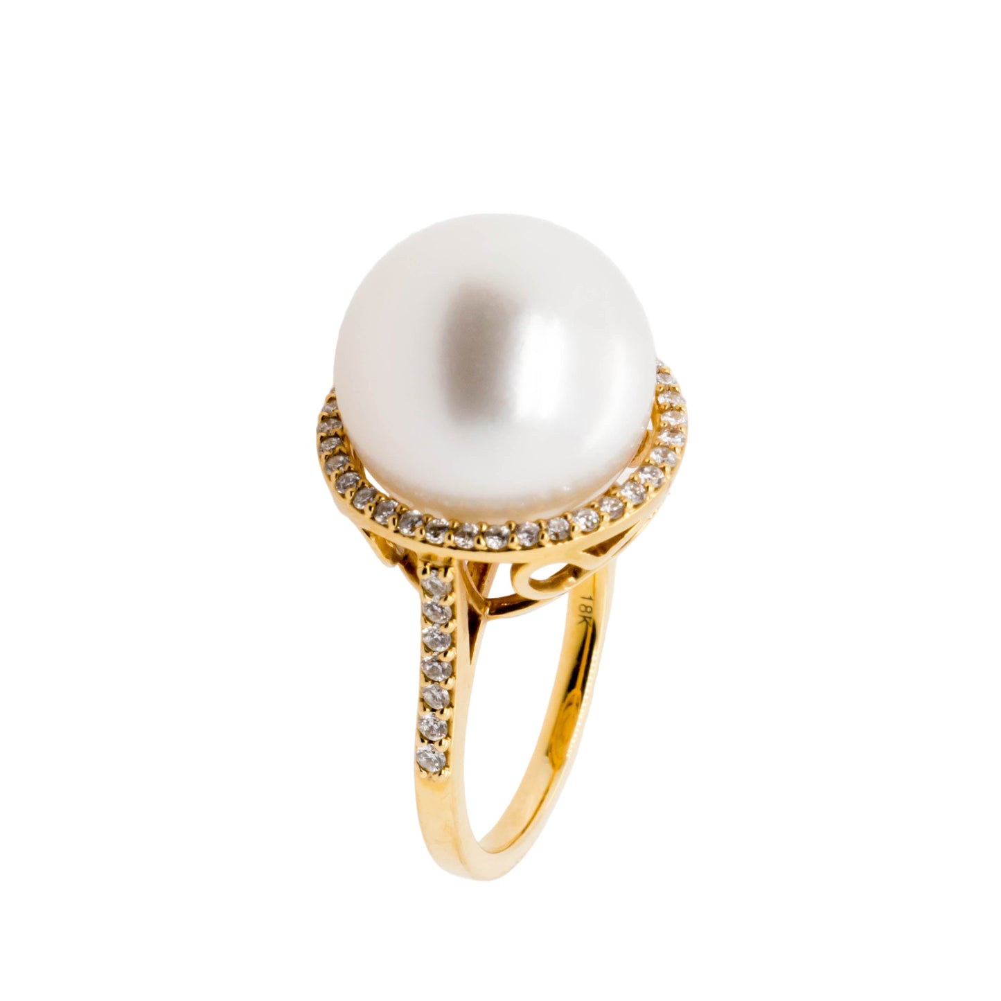 14.2mm cultured pearl ring - profile view showing band thickness