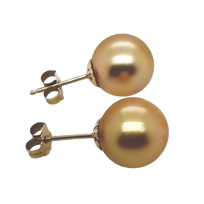 9.7mm Golden South Sea Pearl Studs in 14K Gold - Lifestyle