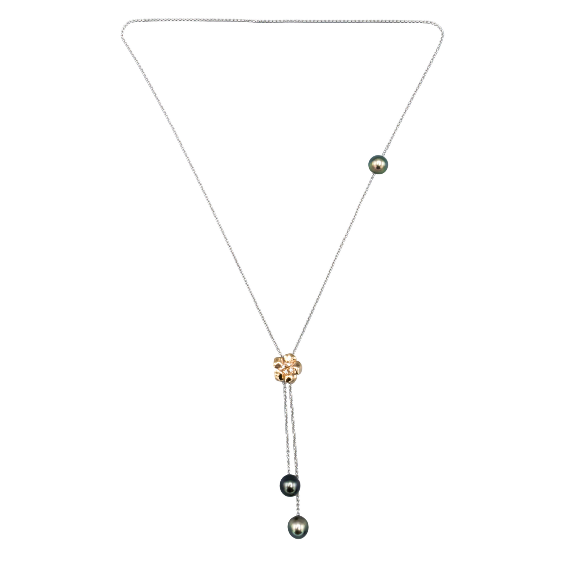 Sterling silver rose gold plated flower pendant with CZ stones and pearl accents