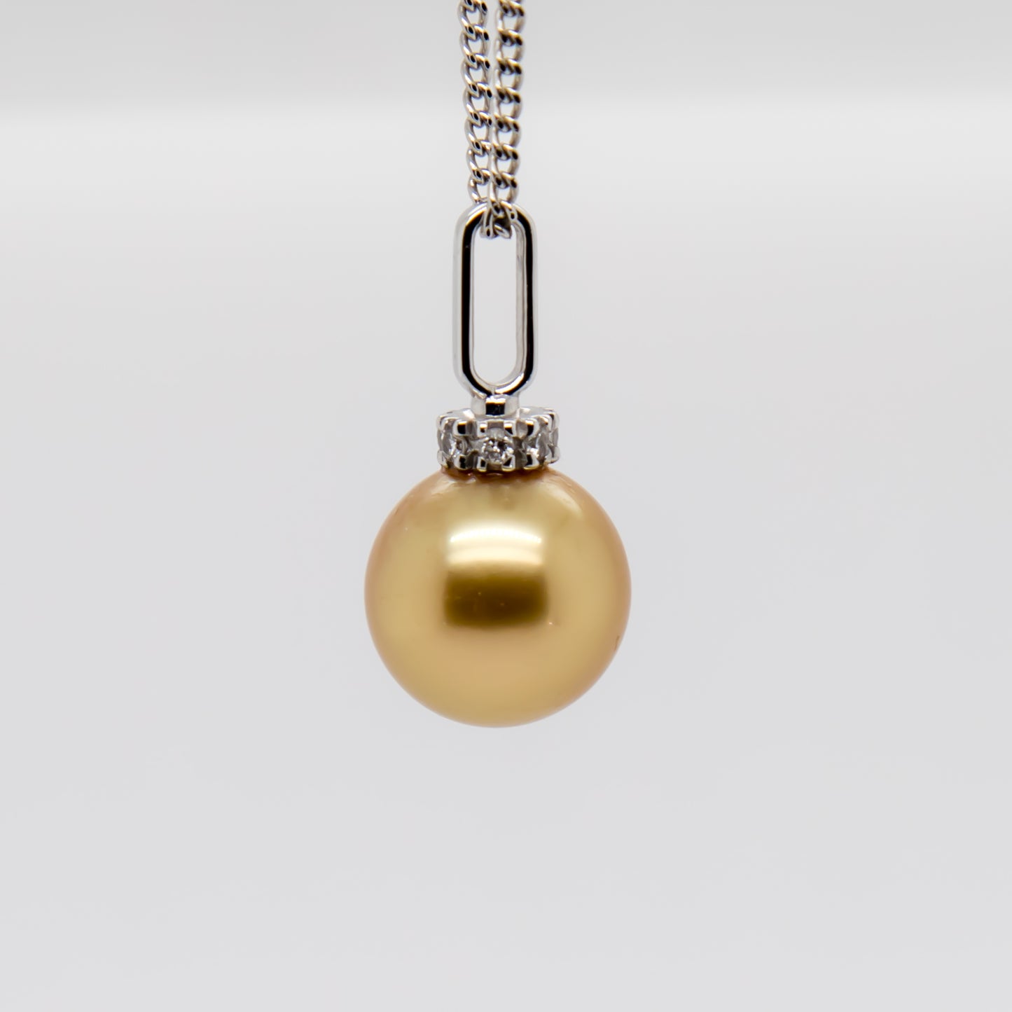 Holly Zhang 9.7mm Golden South Sea Pearl Necklace with diamond pendant bail