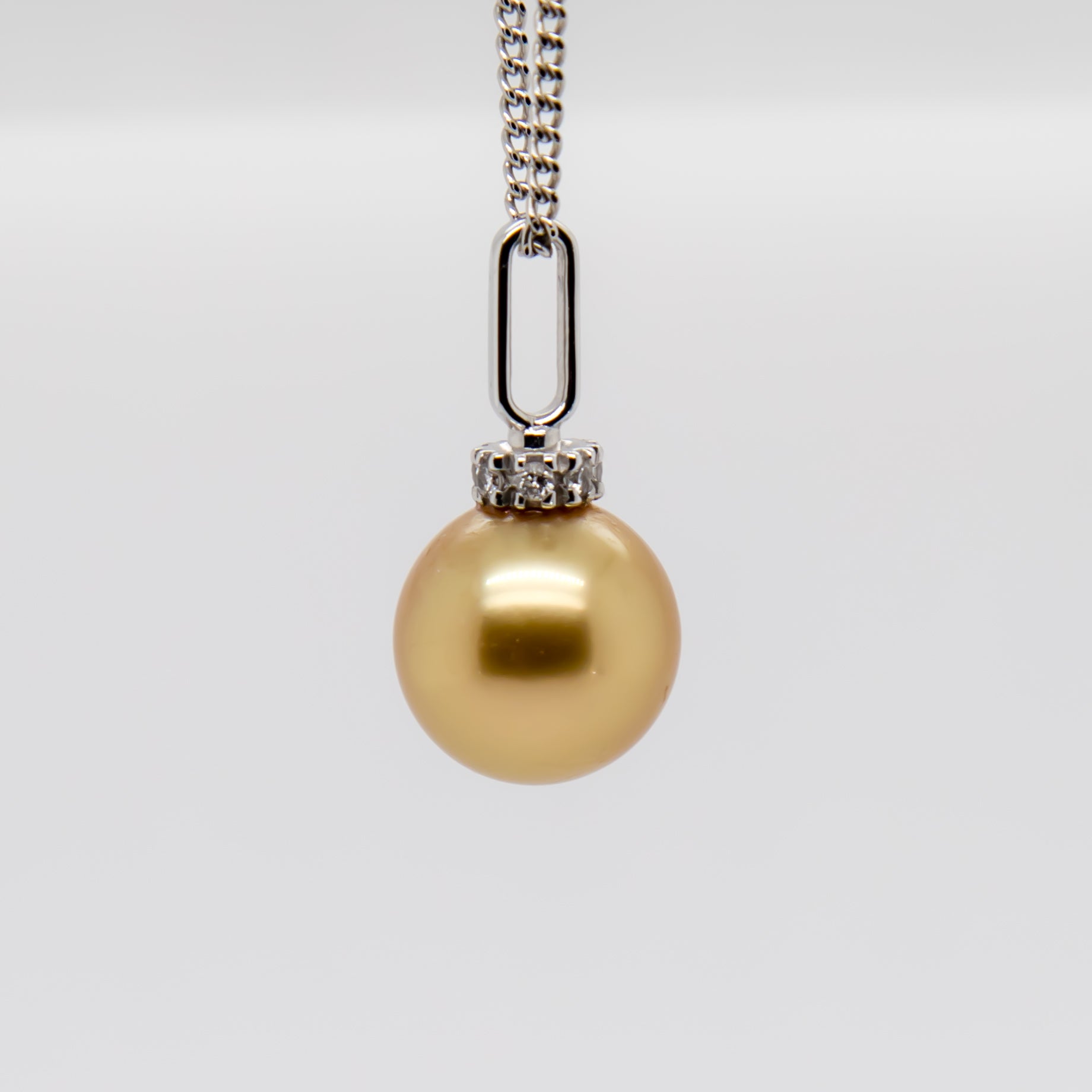 Holly Zhang 9.7mm Golden South Sea Pearl Necklace with diamond pendant bail