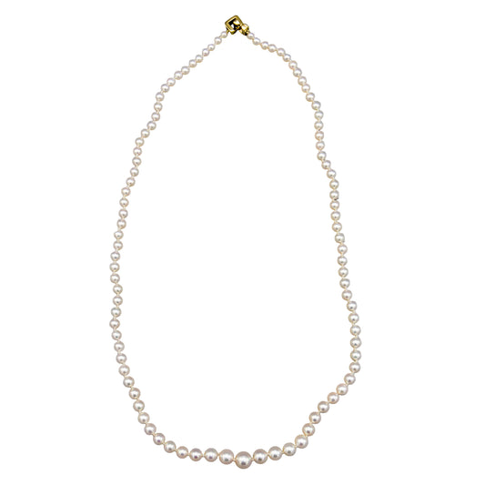 Graduated Akoya Pearl Necklace, 19.5-Inch, 14K Gold