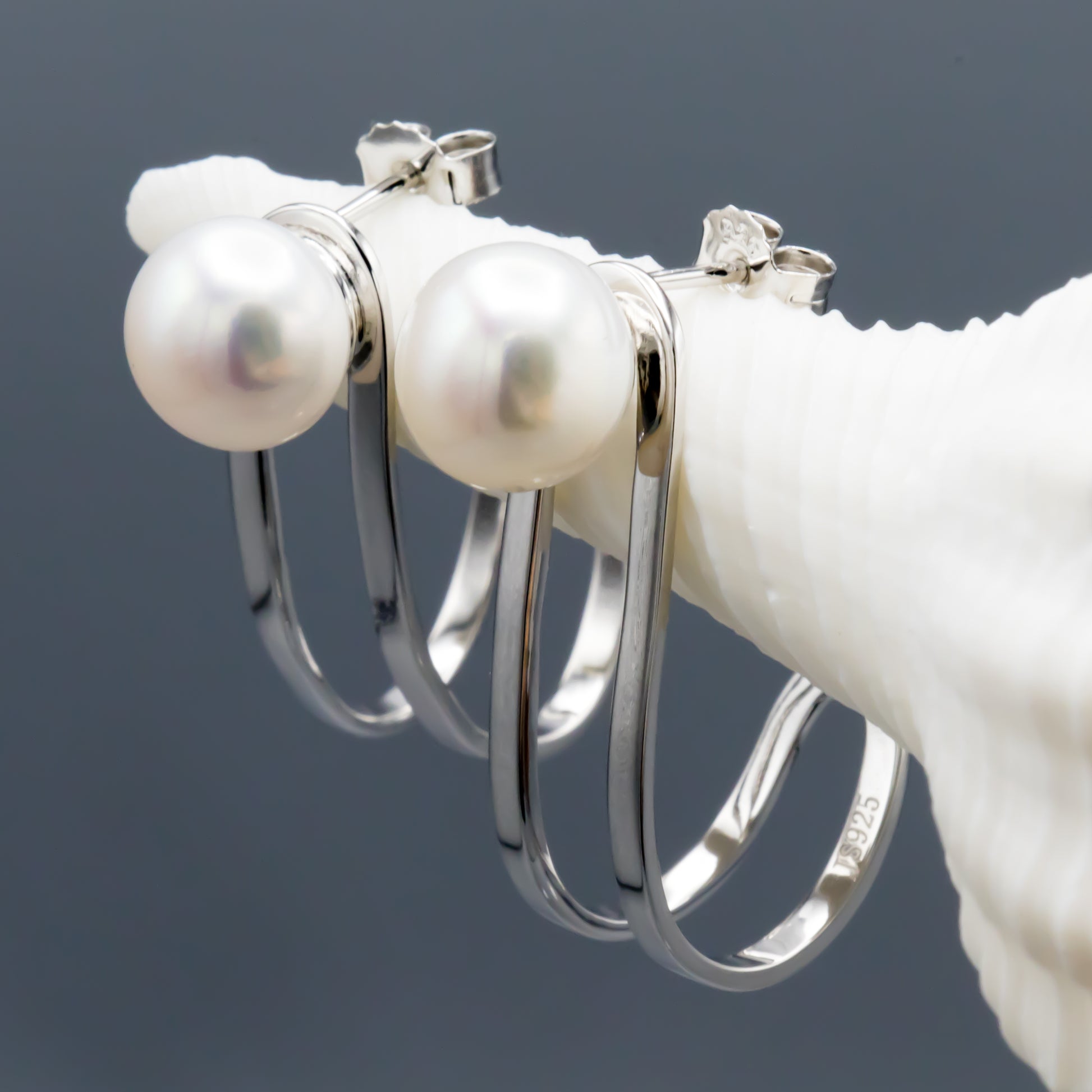 Freshwater pearl hook earrings 10mm, elegant everyday luxury jewelry