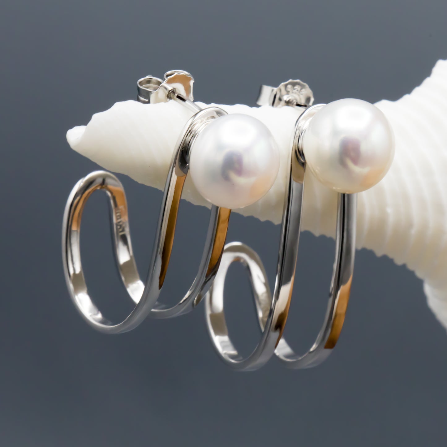 Sterling silver pearl earrings with 10mm white freshwater button pearls