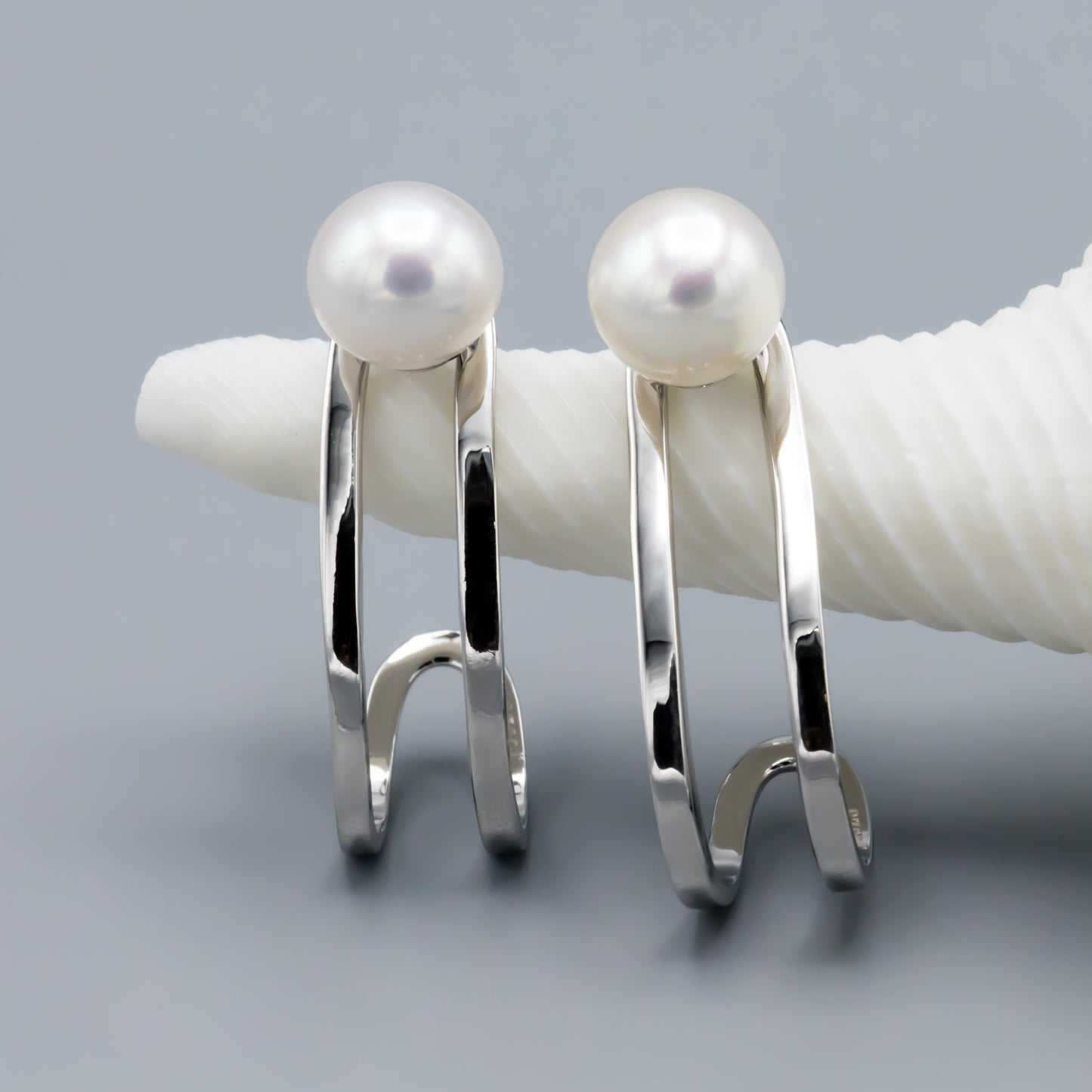 Classic white pearl hook earrings, 10mm freshwater cultured pearls