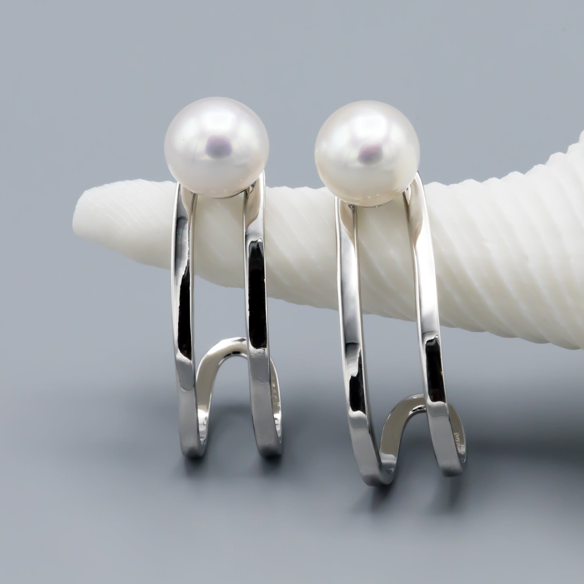 Classic white pearl hook earrings, 10mm freshwater cultured pearls