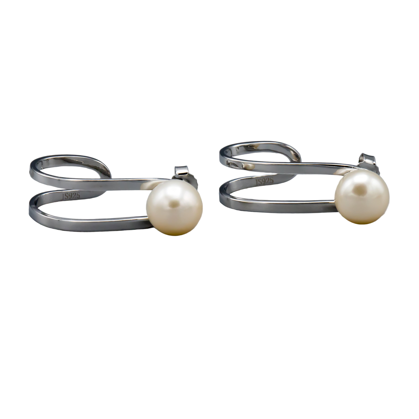 Sterling silver freshwater pearl hook earrings 9mm champagne white button pearls