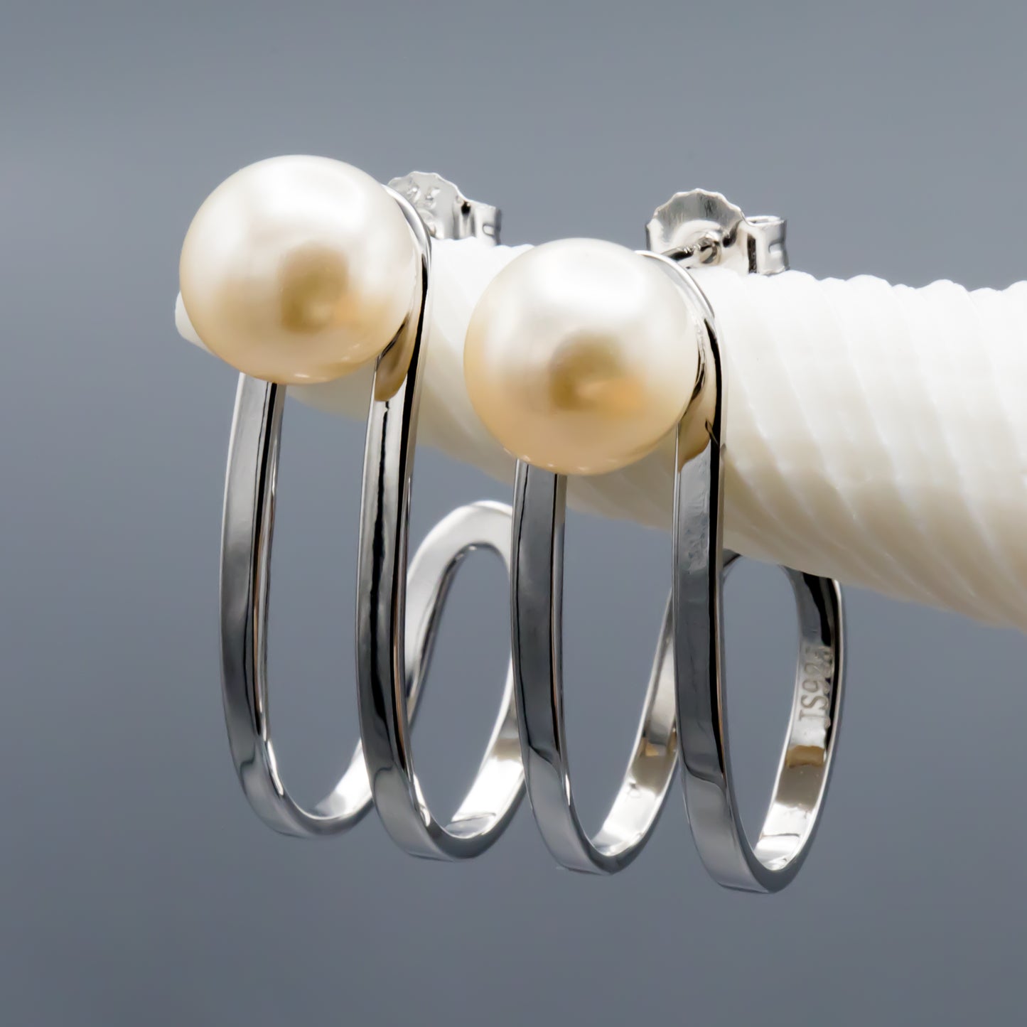 Sterling silver pearl earrings 9mm cultured freshwater pearls hook style