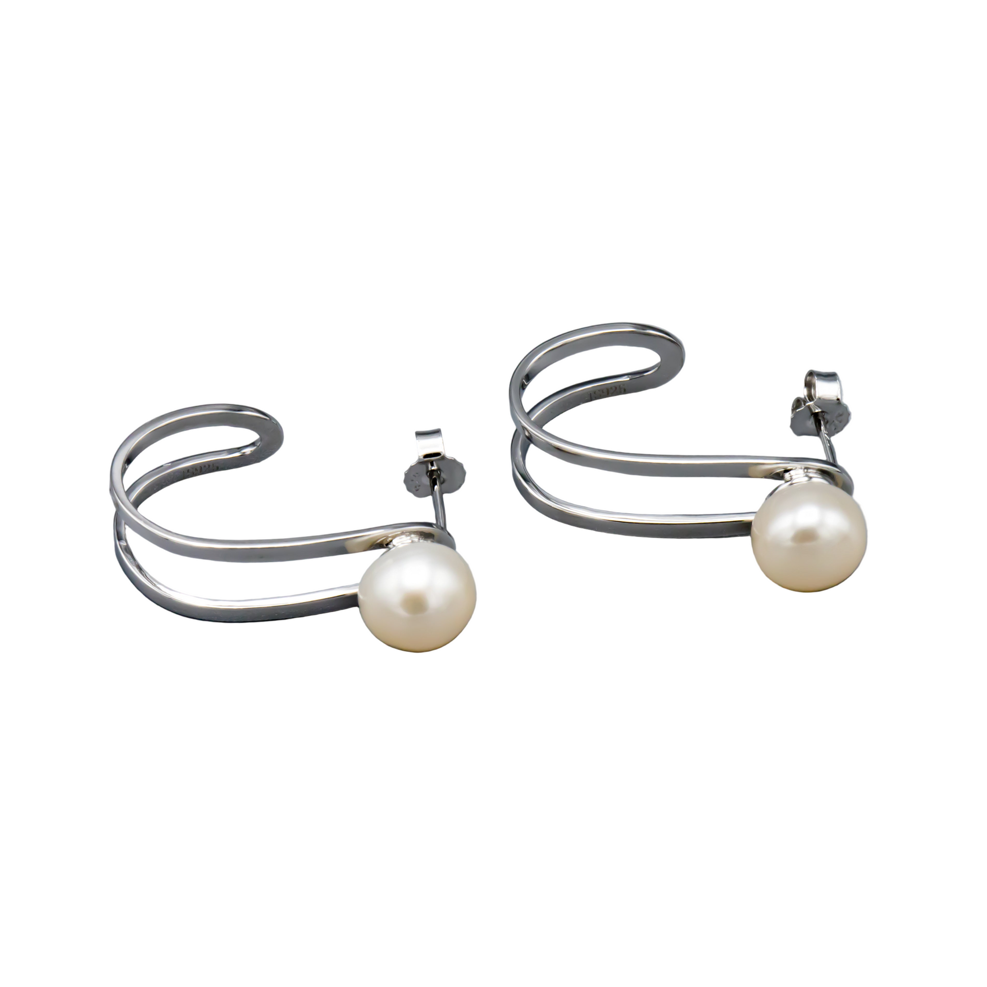 9mm freshwater pearl earrings in sterling silver with secure hook design