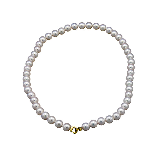 Hanadama Akoya Pearl Necklace, 14K Gold Diamond Clasp