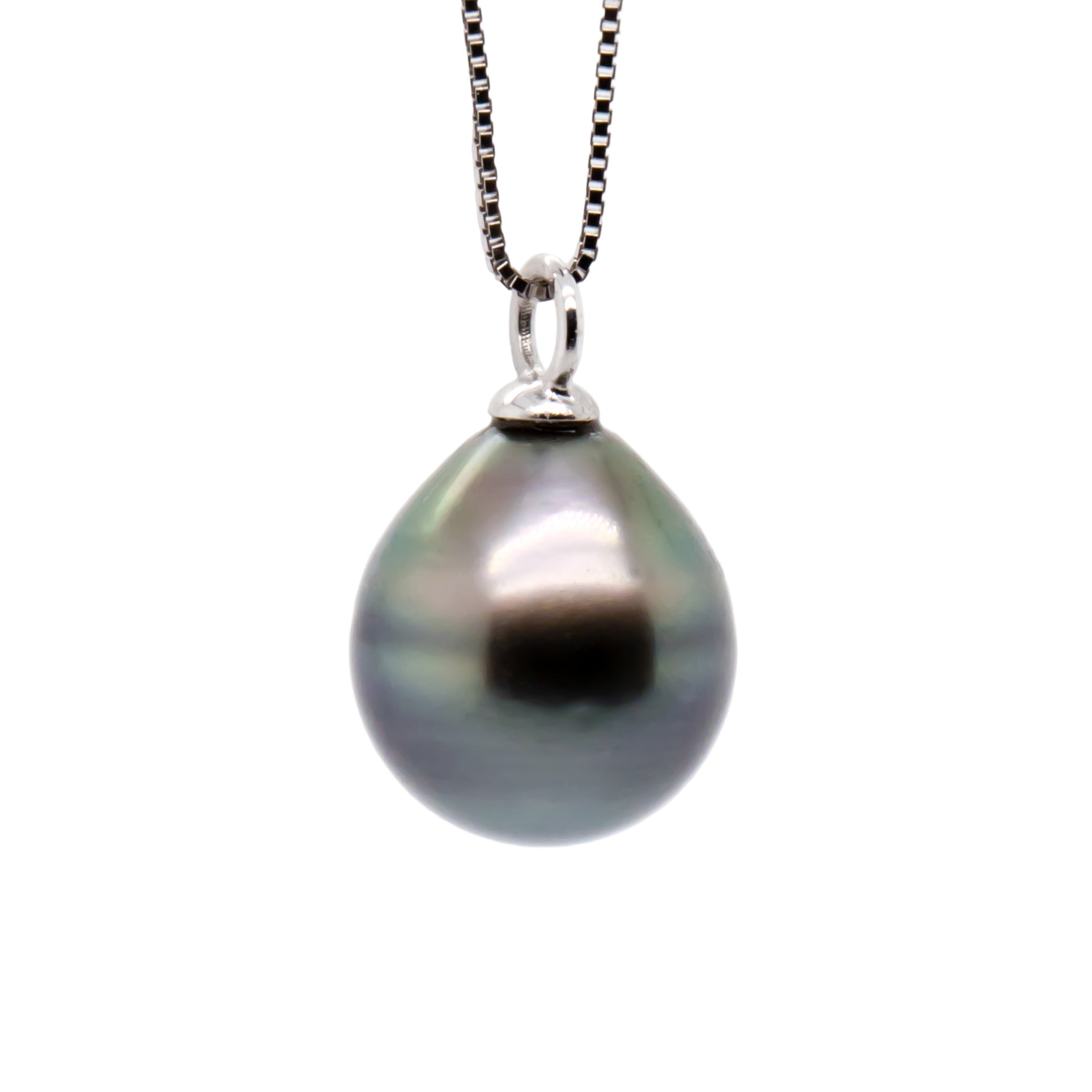 Tahitian pearl teardrop earring displayed as pendant (chain not included) showing versatile convertible jewelry design