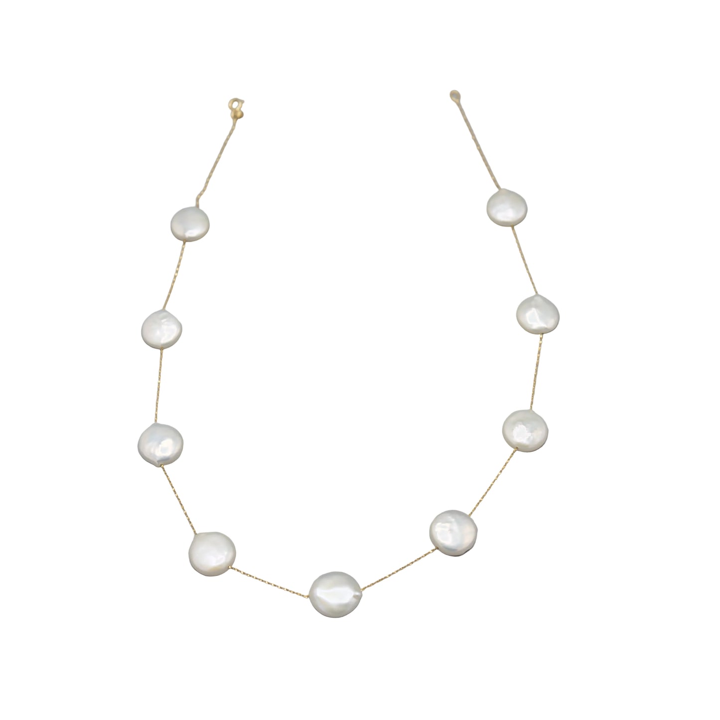 Holly Zhang white coin pearl necklace – ethically sourced freshwater pearls
