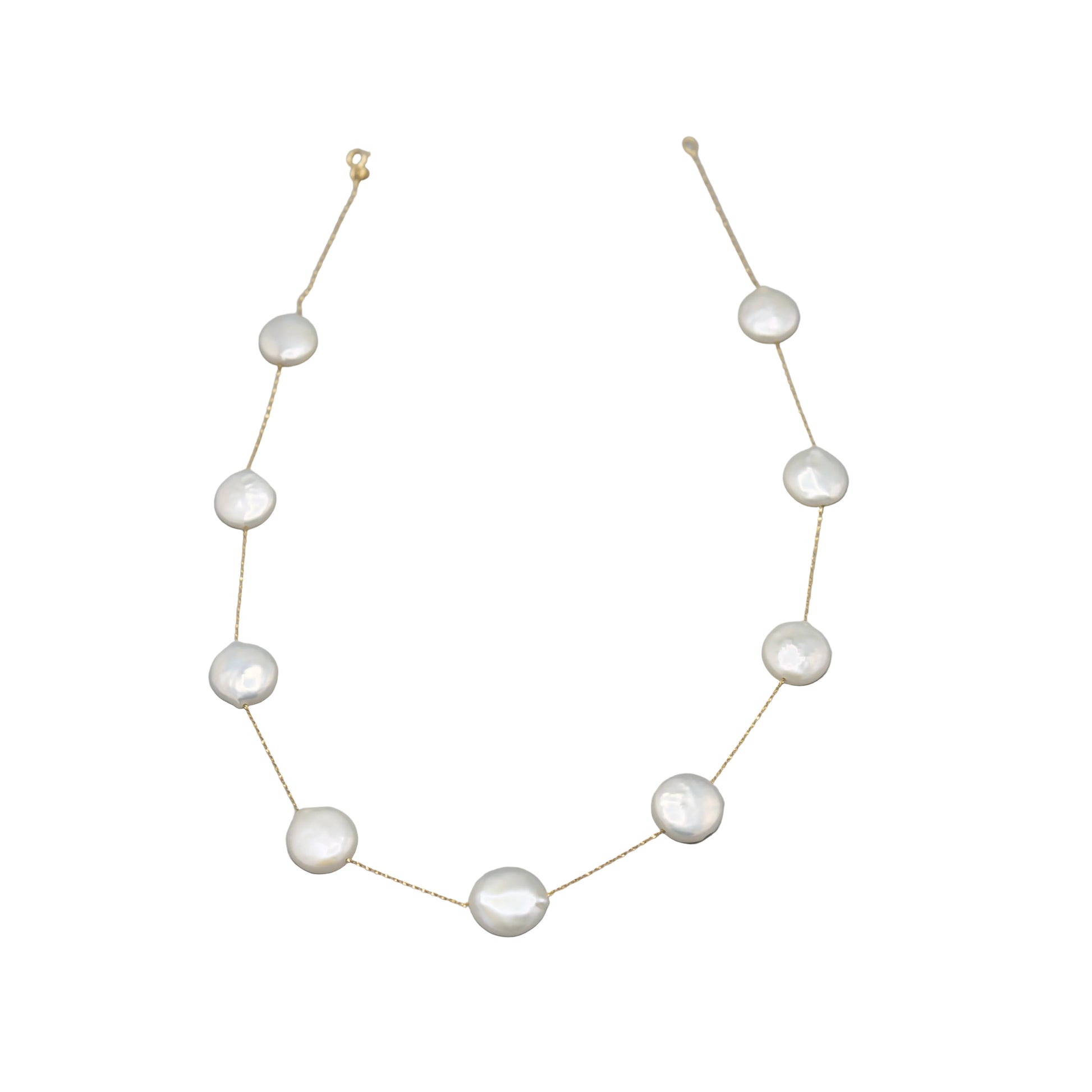 Holly Zhang white coin pearl necklace – ethically sourced freshwater pearls