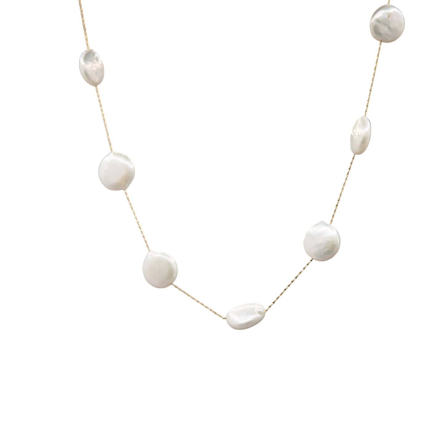 Holly Zhang white coin pearl necklace – ethically sourced freshwater pearls