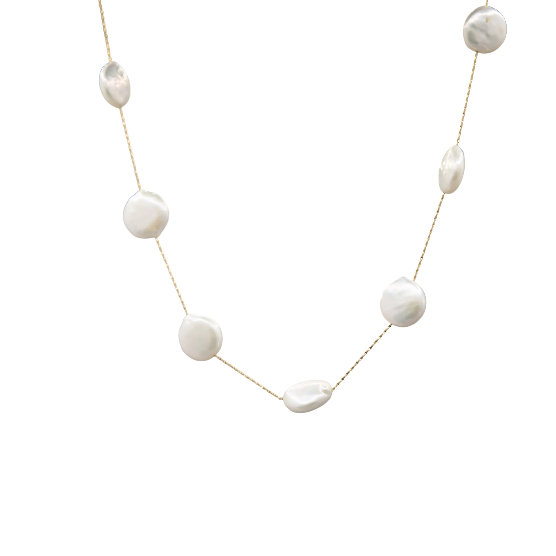 Holly Zhang white coin pearl necklace – ethically sourced freshwater pearls