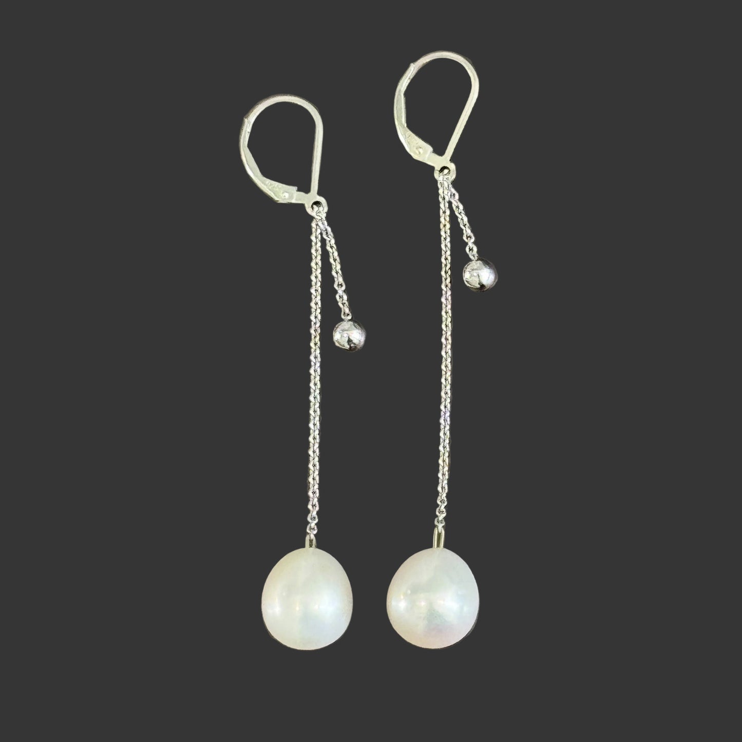 10mm Freshwater Pearl Drop Earrings with Sterling Silver Chain – Holly Zhang Pearl Gallery