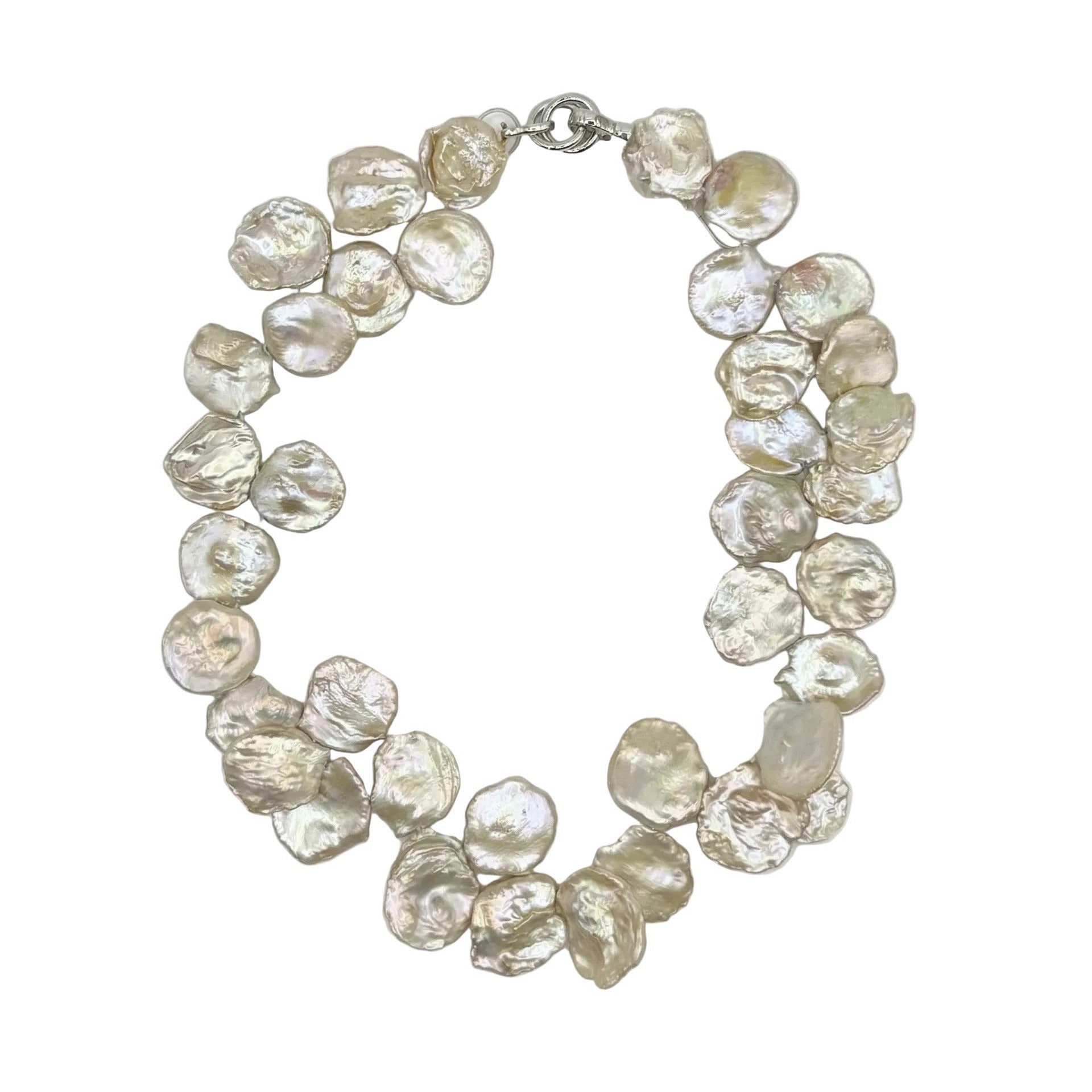 18-inch keshi freshwater pearl necklace with sterling silver clasp, Holly Zhang
