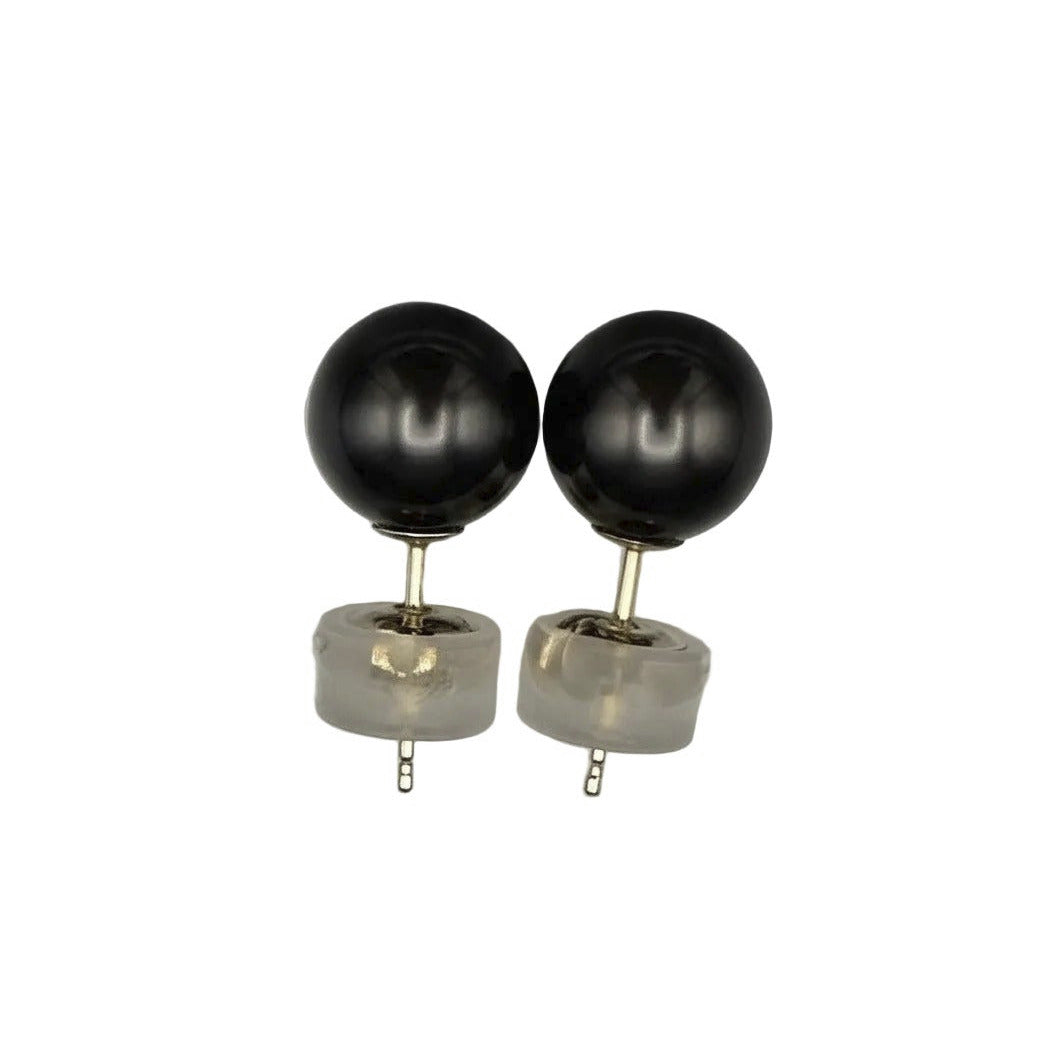 7.7mm Tahitian Pearl Stud Earrings in 14K Yellow Gold — Holly Zhang Pearl Gallery