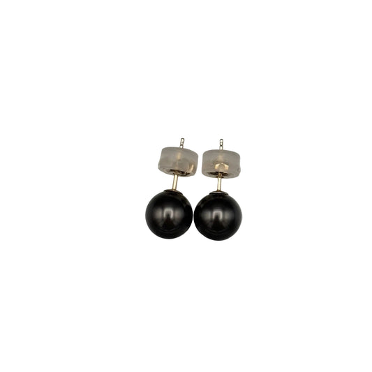 7.7mm Tahitian Pearl Stud Earrings in 14K Yellow Gold — Holly Zhang Pearl Gallery