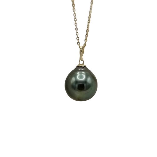 11mm Tahitian Peacock Teardrop Pearl Necklace in 14K Yellow Gold – Holly Zhang