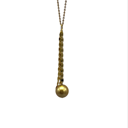 18-inch Golden South Sea Pearl Necklace on 14K Yellow Gold Cable Chain – Holly Zhang