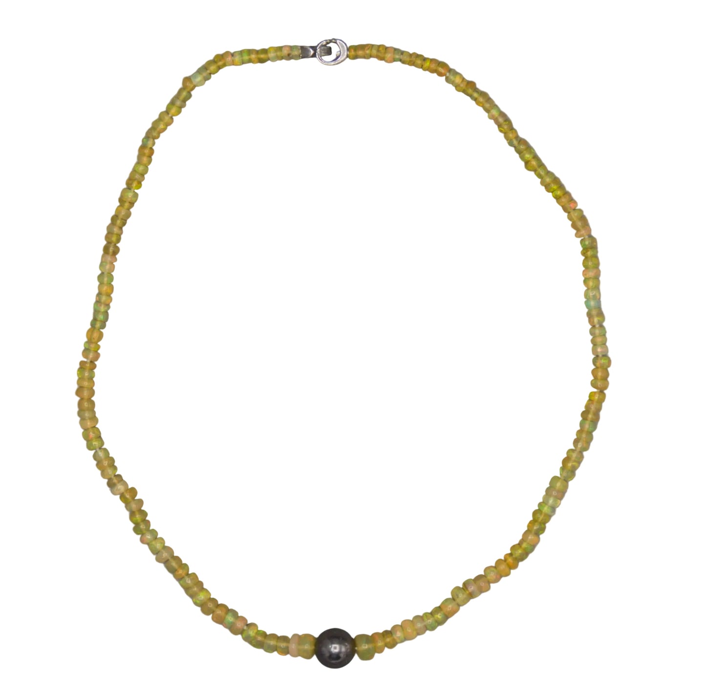 Tahitian pearl & African opal 16-inch sterling silver necklace, product detail