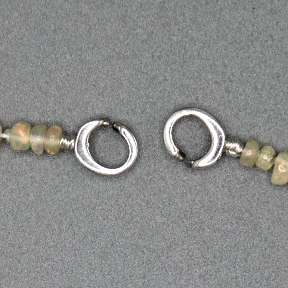 African Opal & Akoya Pearl Necklace lifestyle shot, 5.5mm white Akoya pearl