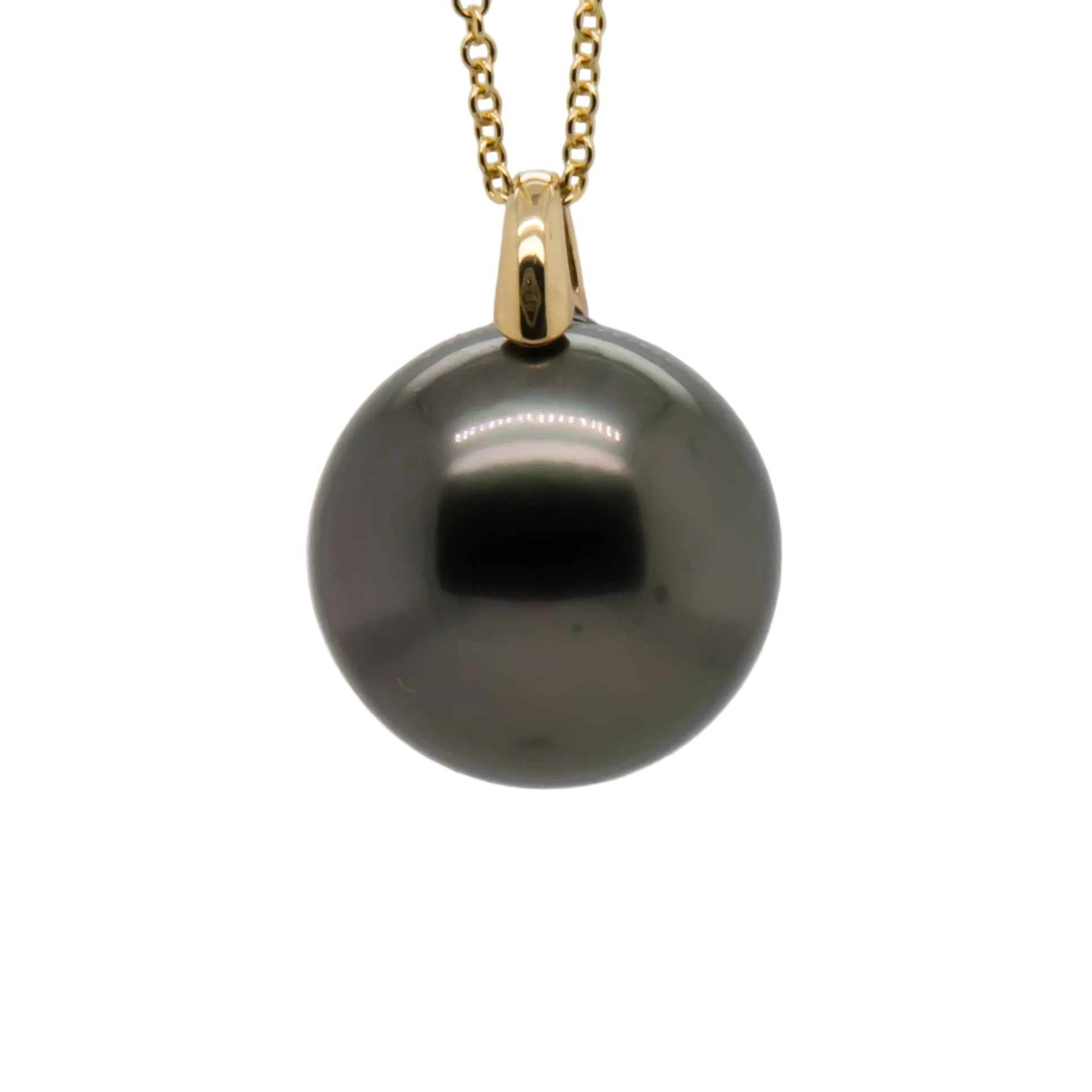 Tahitian Pearl Pendant Rear View – 18K Yellow Gold Bail Detail
