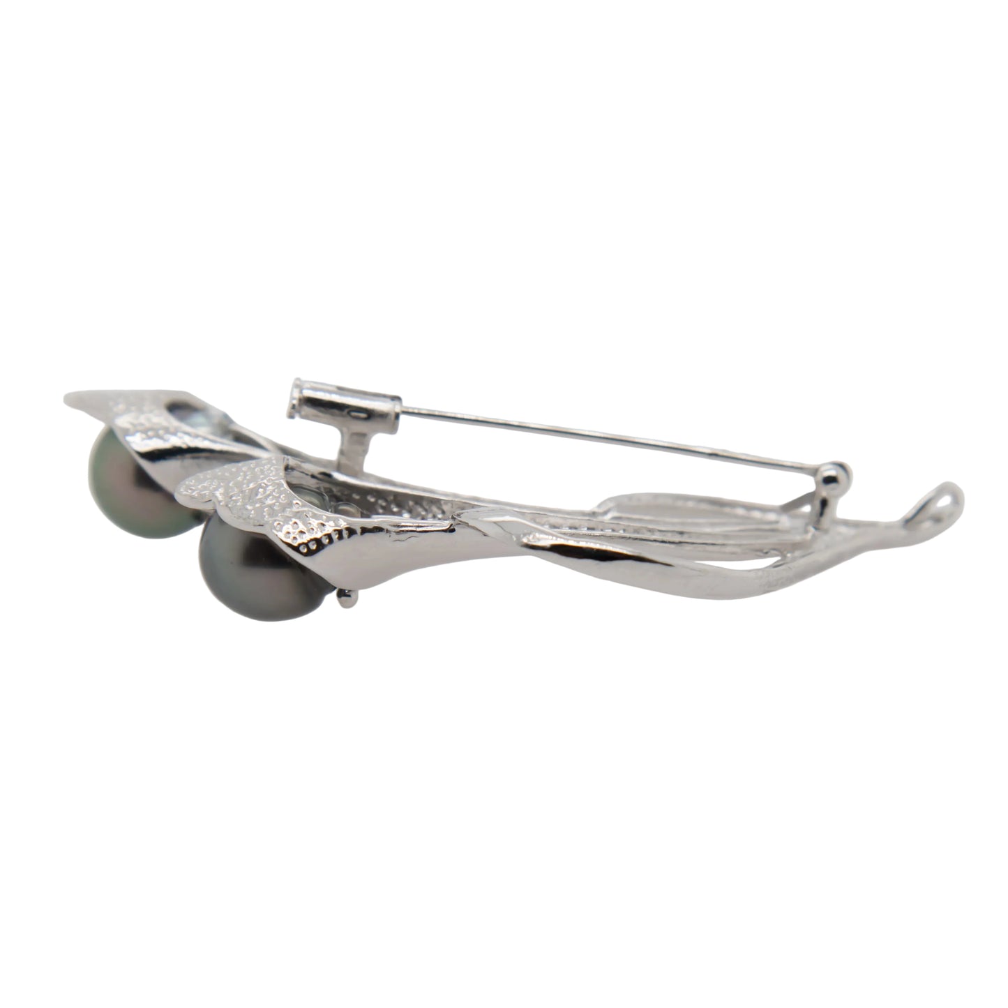 Tahitian Pearl Brooch – Sterling Silver, Two 10mm Pearls