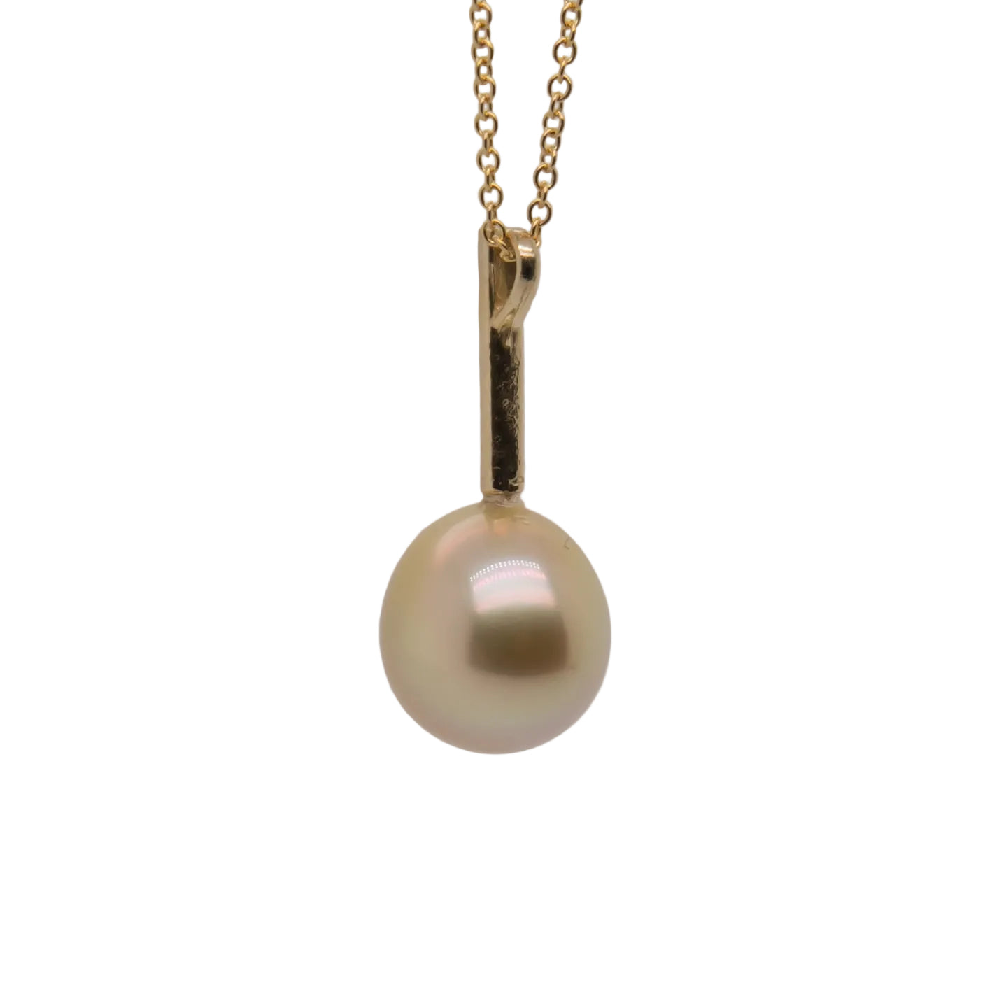 Lustrous 10mm Golden South Sea Cultured Pearl Pendant on 14K Yellow Gold