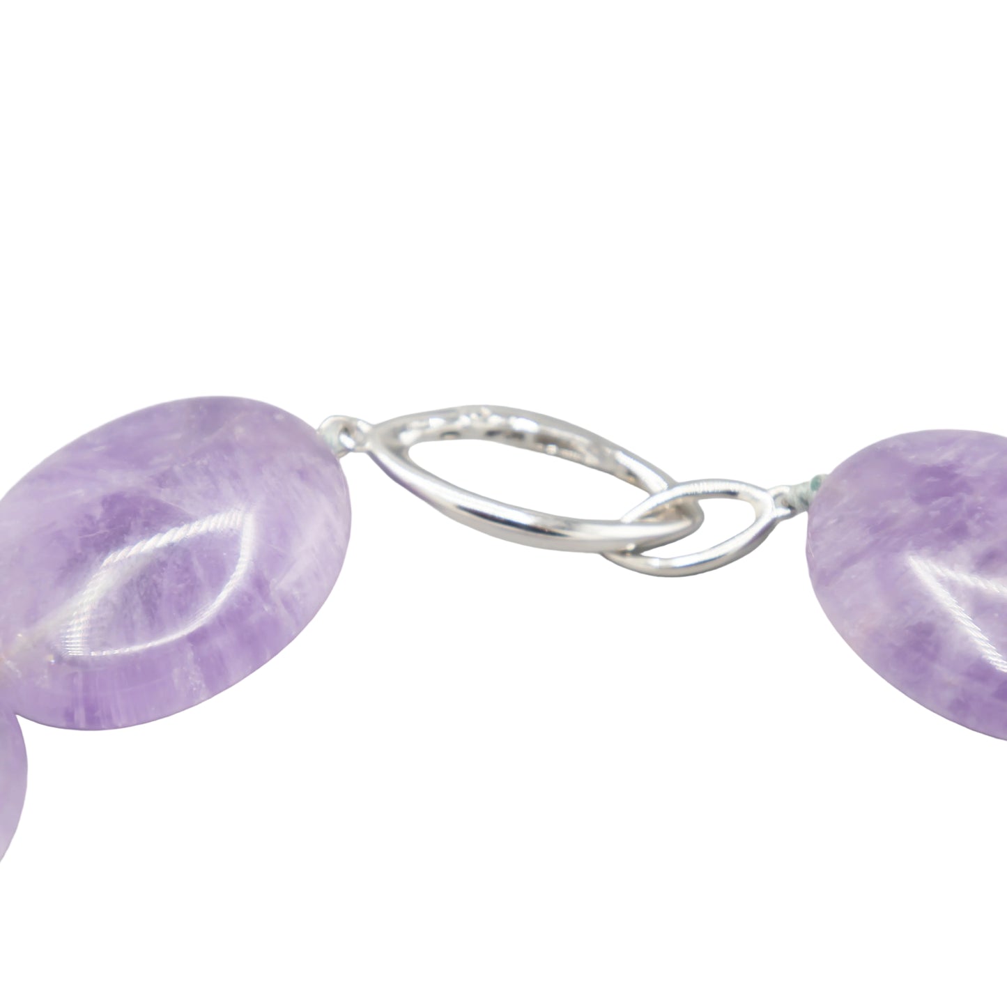 Sterling silver spring clasp detail on amethyst strand necklace Holly Zhang Pearl Gallery