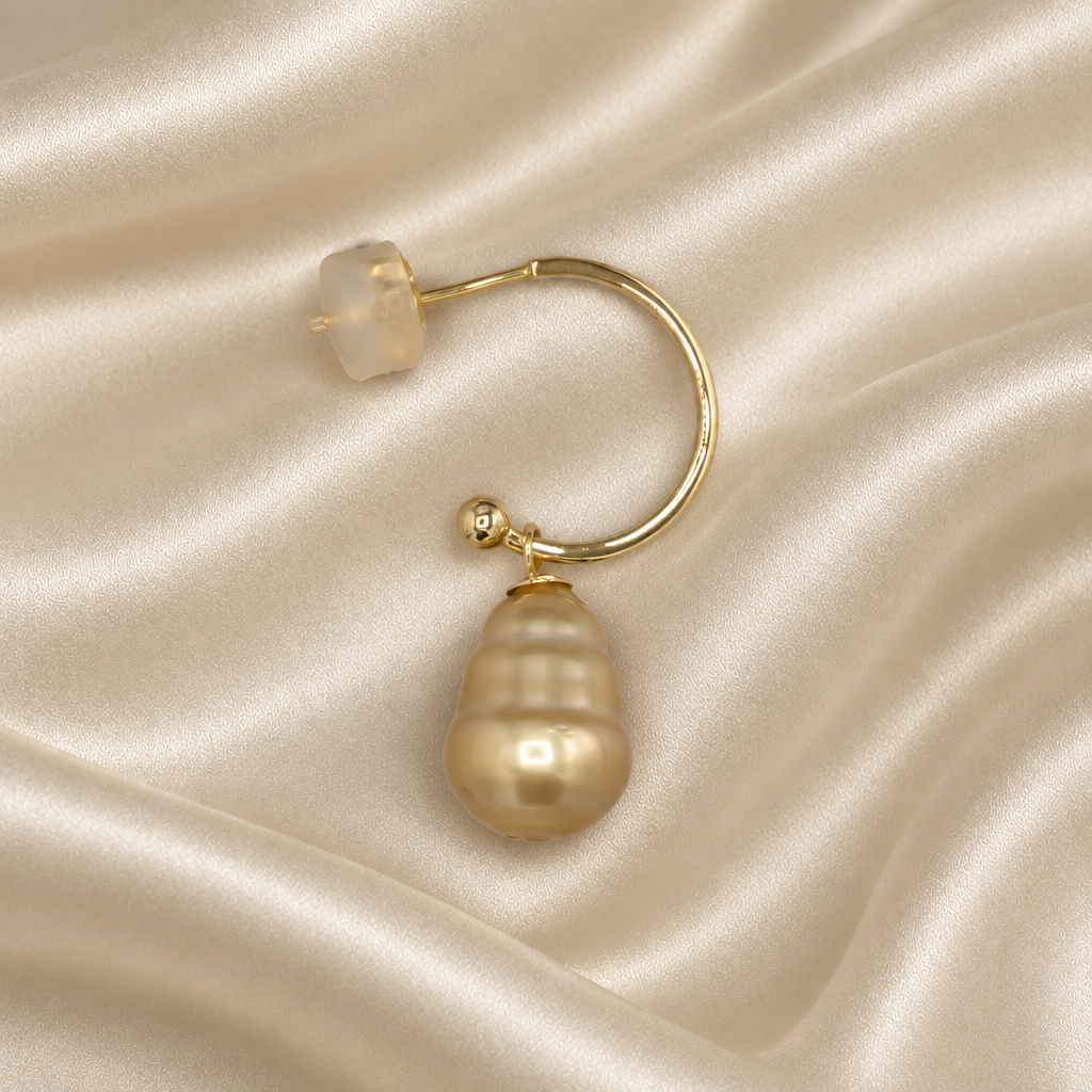 9 mm Golden South Sea Pearl Drop Earrings