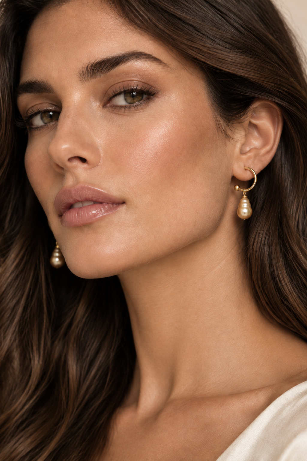 9 mm Golden South Sea Pearl Drop Earrings